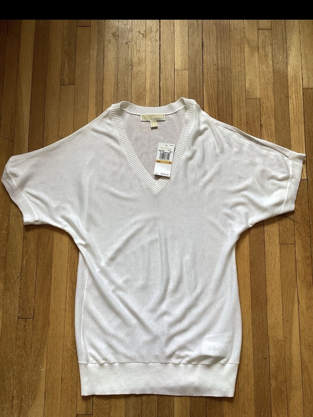 NWT $155.00 Michael Kors Ladies Size Small Solid White Blouse,Cashmere Blend
